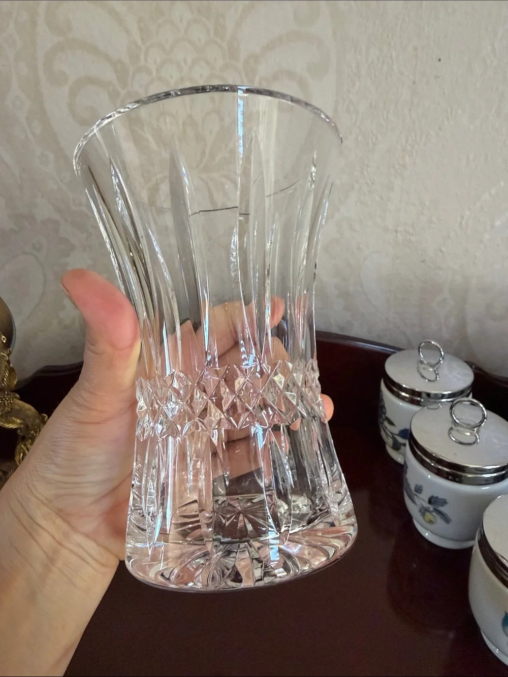 Vintage Waterford Crystal diamond cut Vase